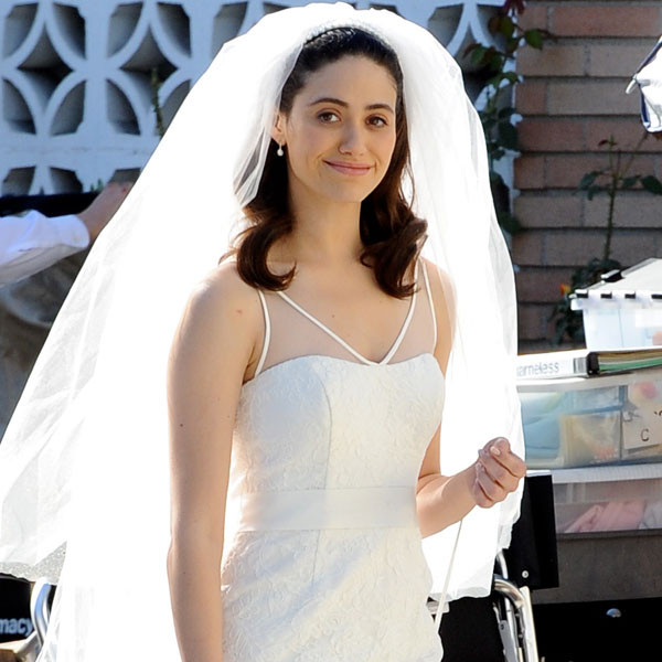 Emmy Rossum Is Caught In A Wedding Dress But Is It For Her Own Vows E Online