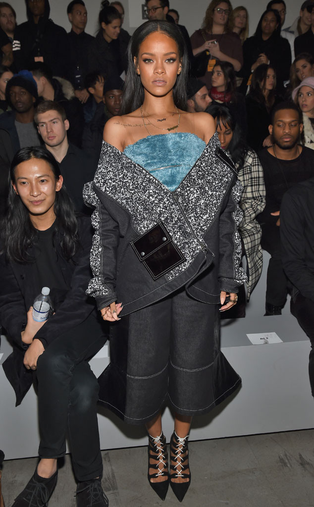 Singer and fashion designer Rihanna acknowledges applause at the end of her  Fall-Winter 2017/2018 ready-to-wear collection for Fenty as part of Paris  Fashion Week, presented in Paris, Monday March 6, 2017. (AP