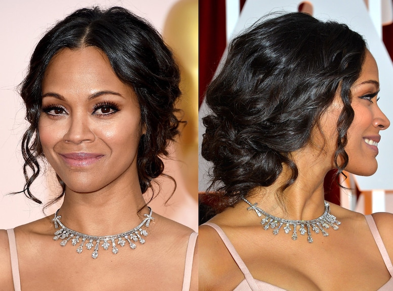 Zoe Saldana, 2015 Academy Awards Oscars, Beauty, Hair