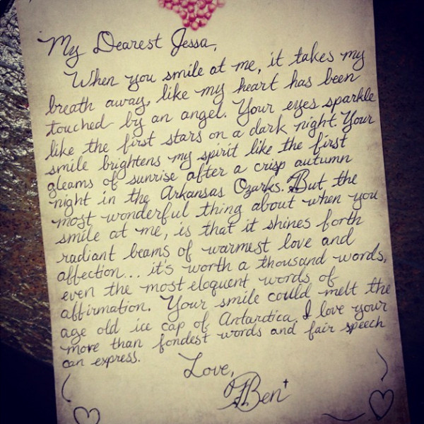 Look Jessa Duggar Shares Love Letter From Ben Seewald E Online