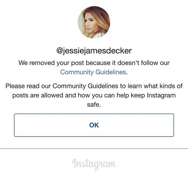 Jesse James Decker, Instagram, Removed