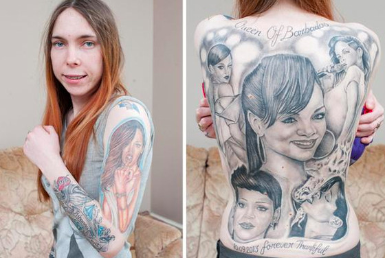 Wtf Una Mujer Cubrio Su Cuerpo Con Mas De Una Decena De Tatuajes De Rihanna Fotos E Online Latino Mx