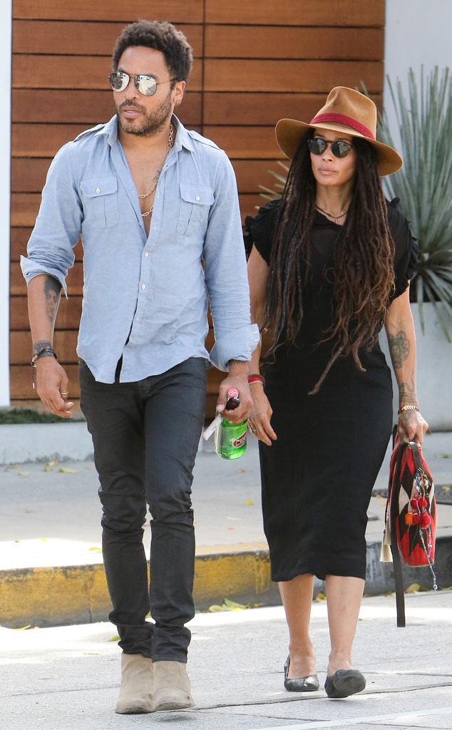 Lenny Kravitz and Lisa Bonet Take a Friendly Stroll!