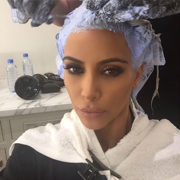 Look Kim K Shows That Being Blonde Is A Full Time Job E News