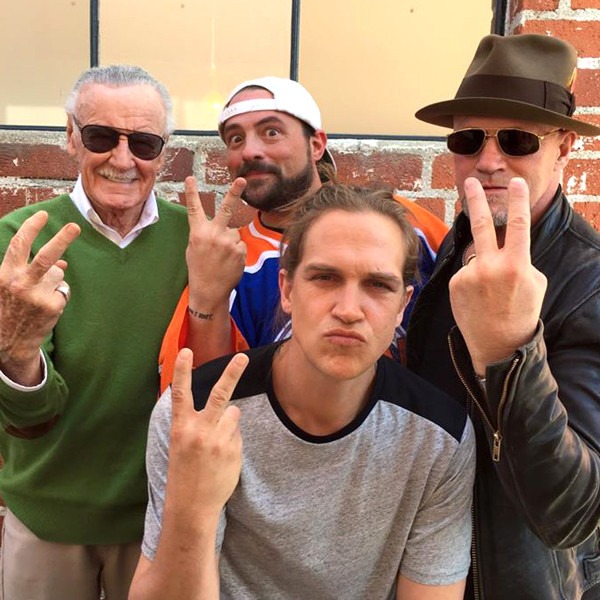 Stan Lee, Kevin Smith, Jason Mewes and Michael Rooker