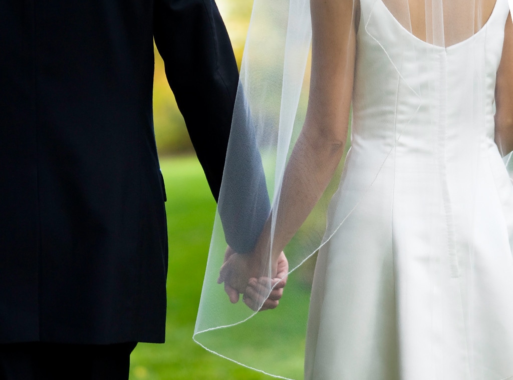 Bride and Groom Holding Hands, Wedding