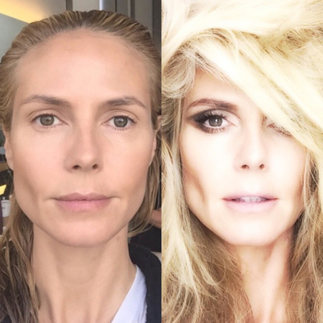 Heidi Klum Shares Stunning Before After Makeup Selfies E Online