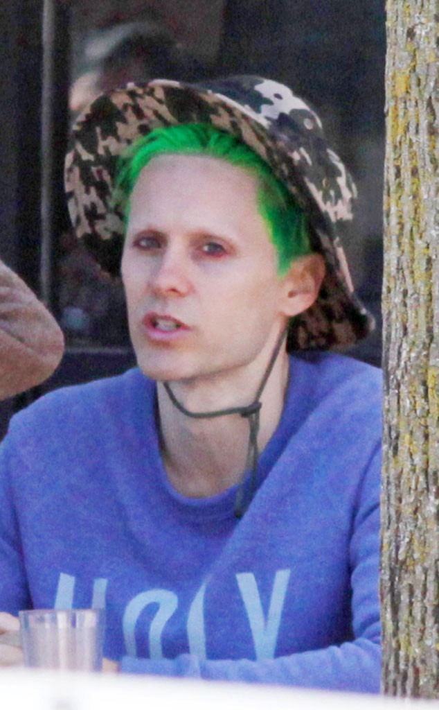 Jared Leto Unrecognizable With Green Hair No Eyebrows As The