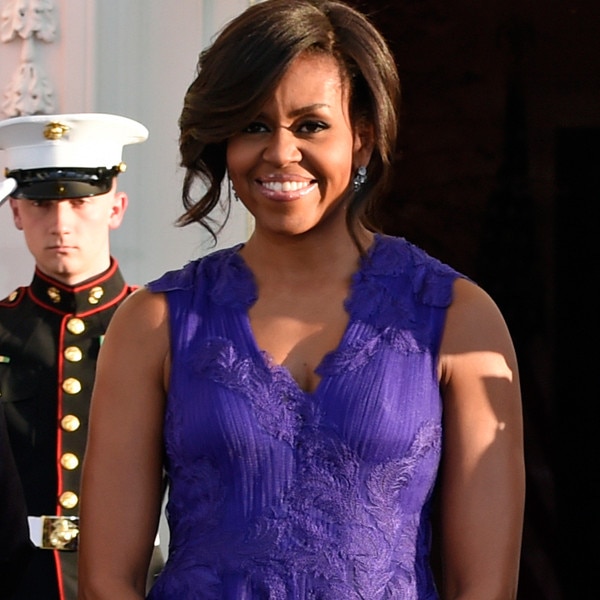 Michelle Obama Stuns in Regal Purple Gown at White House State Dinner