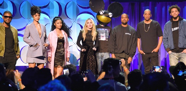 Usher, Rihanna, Nicki Minaj, Madonna, Deadmau5, Kanye West, JAY Z, J. Cole, Tidal Launch