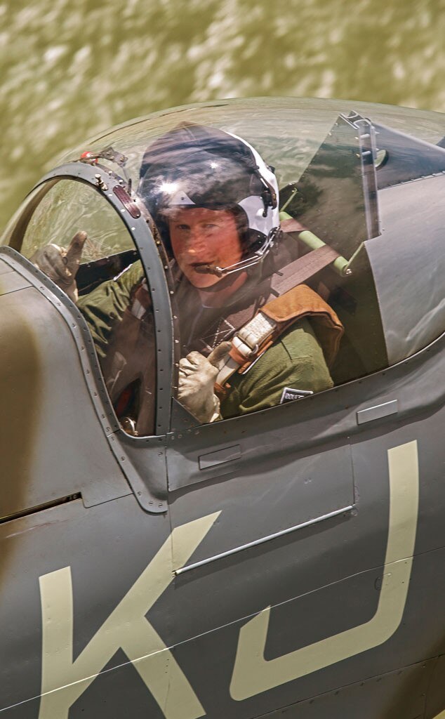 Prince Harry Gives 2 Thumbs Up MidFlight in Spitfire Fighter Plane