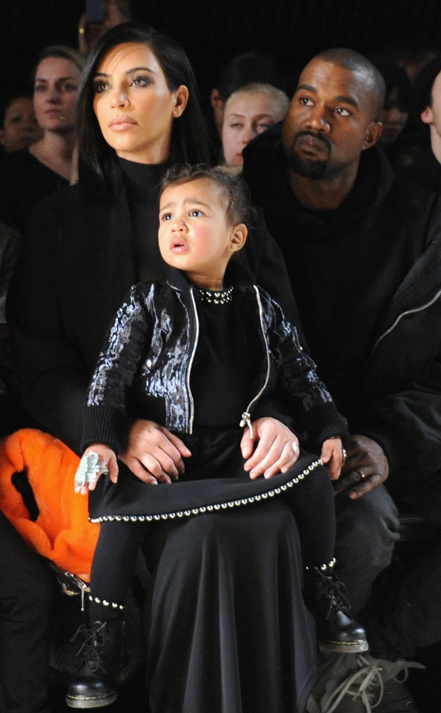 Kim Kardashian, North West, Kanye West, 2015, Celeb Kids Front Row, Fashion Week