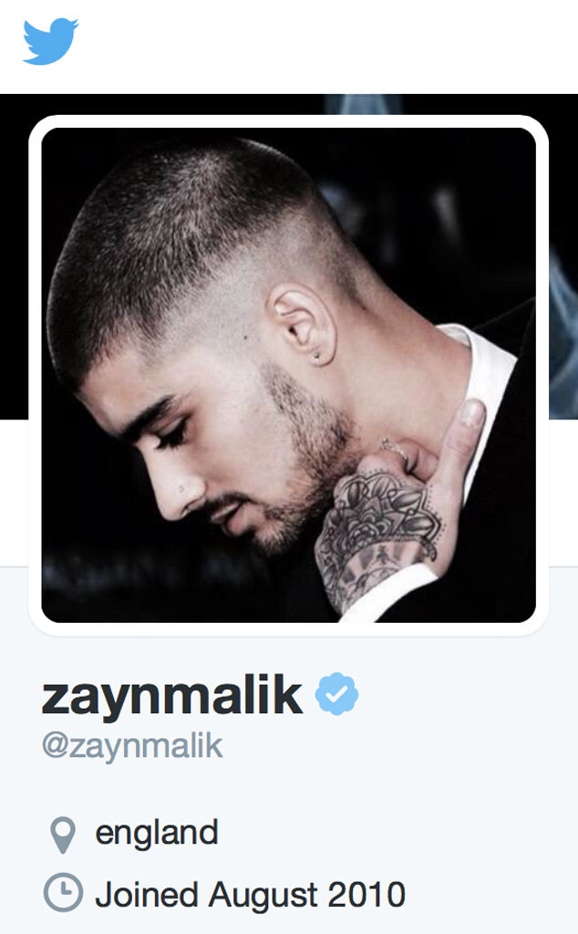 Zayn Malik, Twitter Profile