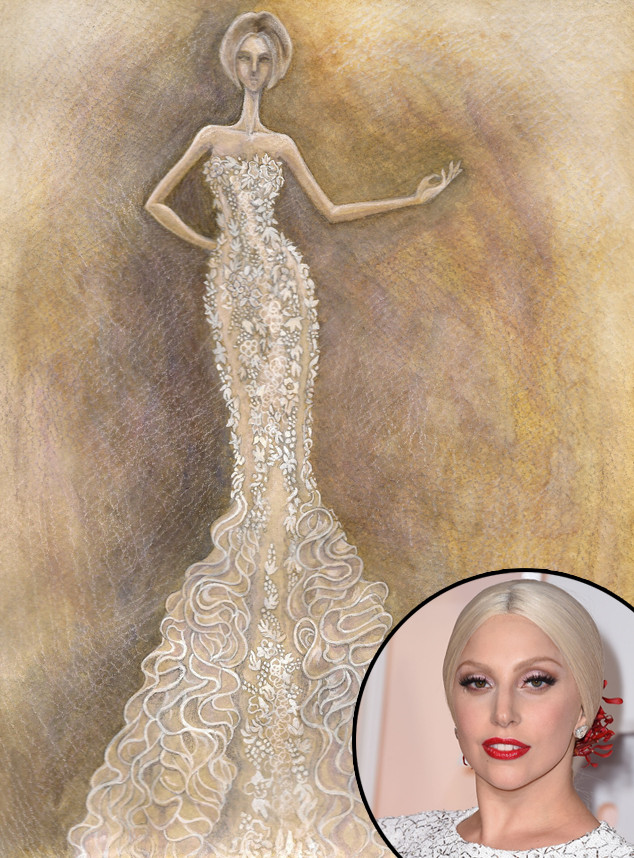 Designer Wedding Dress Sketches for Sofia Vergara, Lady Gaga & More