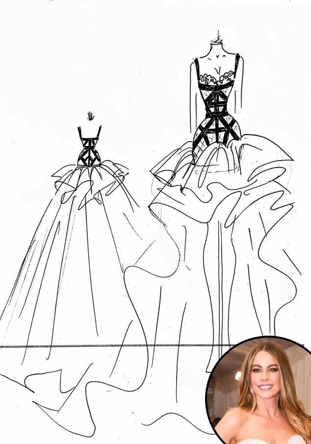gemy maalouf  designer wedding dress sketches  sofia vergara
