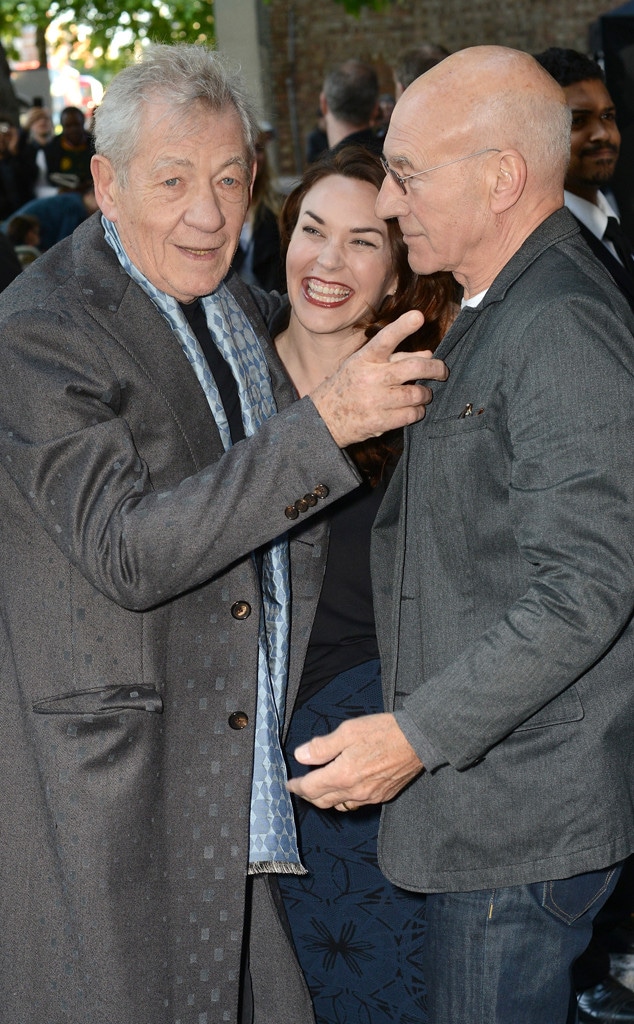 Patrick Stewart & Ian McKellen Share Kiss on the Lips at Premiere!