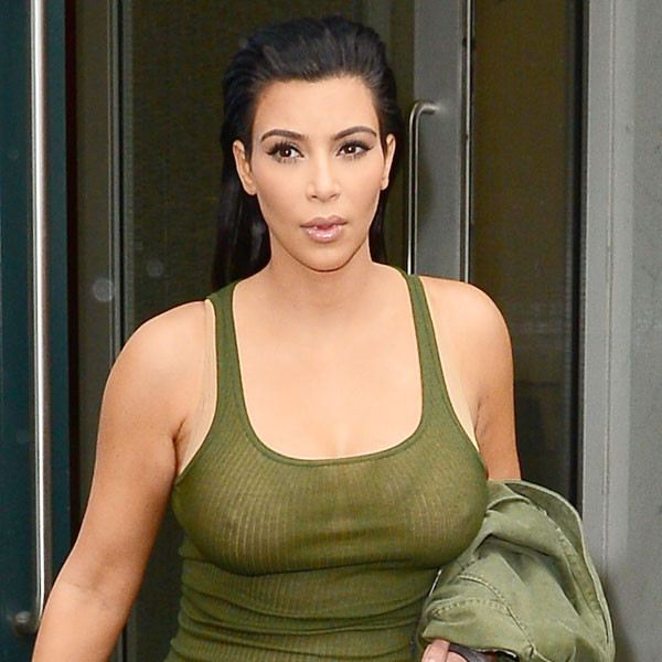Kim Kardashian goes bra-free in see-through tank top in NY