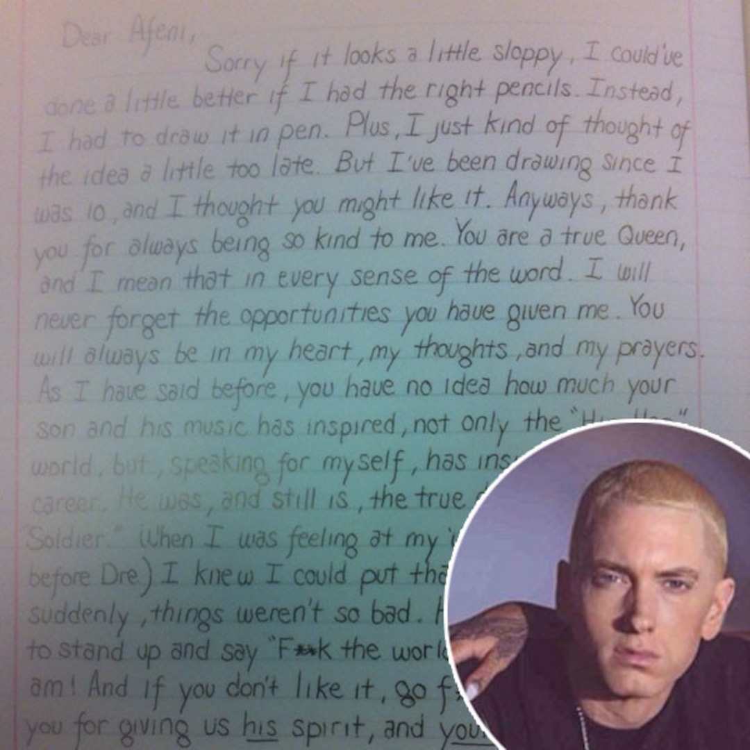 Eminem Wrote a Letter to Tupac's Mom & His Handwriting Is Impressive ...