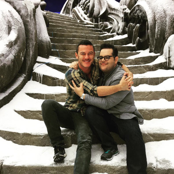 Josh Gad and Luke Evans Embrace on Beauty and the Beast Set!