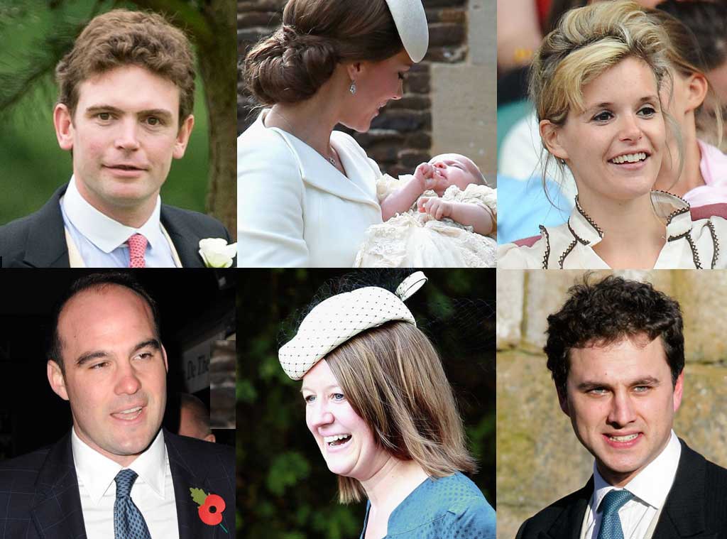 Adam Middleton, Laura Fellows, Princess Charlotte, Duchess Catherine, Sophie Carter, Thomas Van Straubenzee, James Meade, Godparents