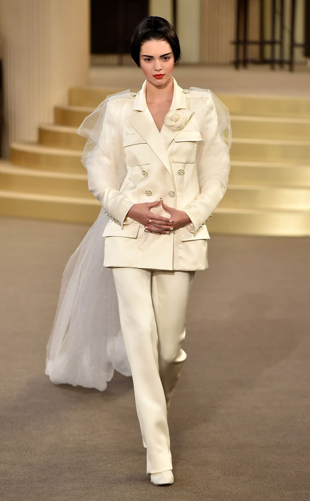 Kendall Jenner Closes Chanel Fashion Show in Bridal Pantsuit