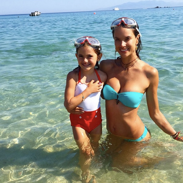 Alessandra Ambrosio and Look Alike Daughter Wear Matching Bikinis