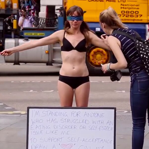 Woman Stands in Her Undies in Public to Spread a Powerful Message