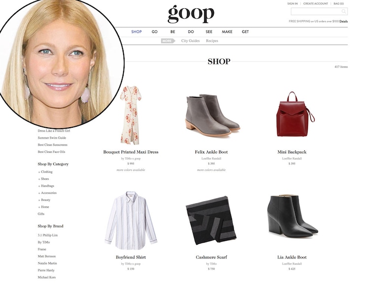 Gwyneth Paltrow, Goop, Lifestyle Sites