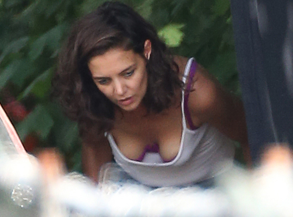 Katie Holmes Flashes Boobs While Bending Over: See the Wardrobe Mishap