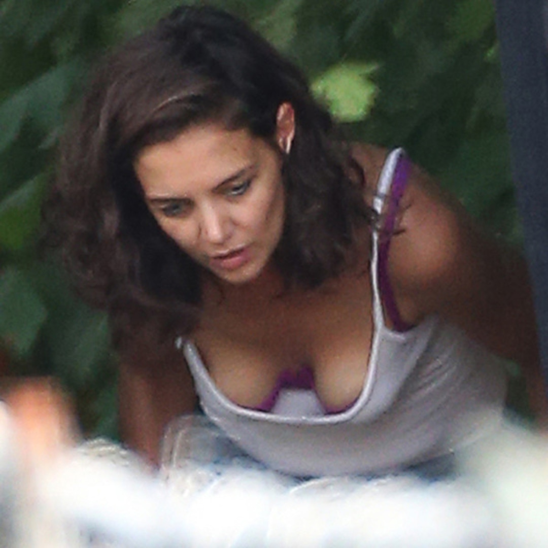 Katie Holmes Flashes Boobs While Bending Over: See the Wardrobe Mishap - E! Online