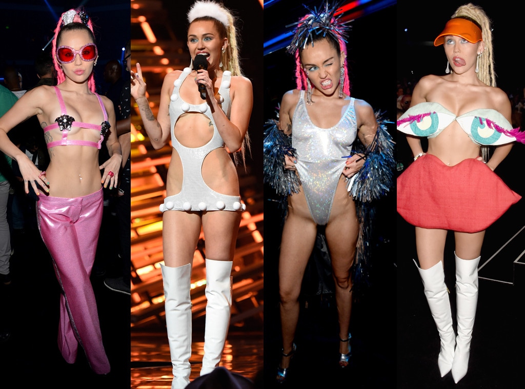 All of Miley Cyrus' Wildest (or Otherwise Naked) Outfits From the VMAs