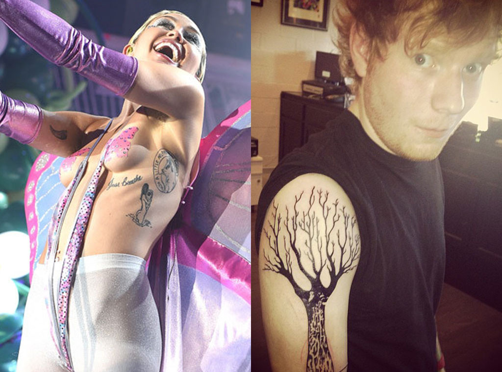 Miley Cyrus, Ed Sheeran, Tattoos