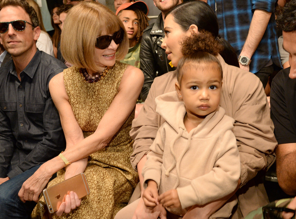 Anna Wintour, Kim Kardashian West, North West, Yeezy, 2015, Celeb Kids Front Row, Fashion Week