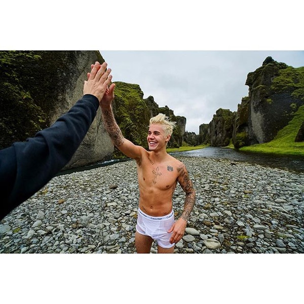 Justin Bieber Wears Nothing But His Boxers While Swimming in Iceland