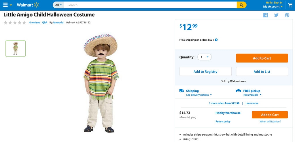 Walmart Little Amigo Costume