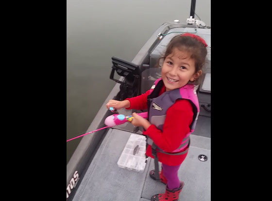 Watch Little Girl Catch Giant Bass With Barbie Fishing Rod!