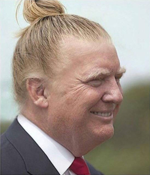 Donald Trump Trades His Comb Over for a Man Bun