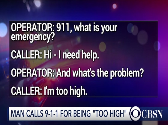 911 Call screengrab, man calls cops for being too high