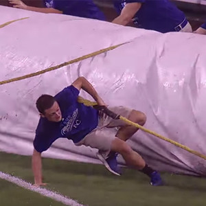 MLB Groundskeeper Gets Swallowed Up By Field Tarp