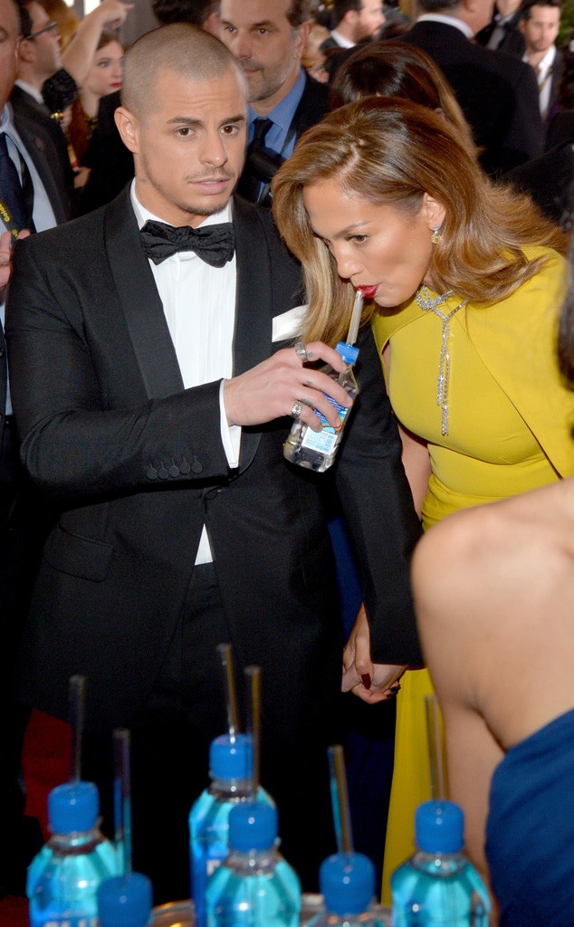Golden Globe Awards Water, Jennifer Lopez, Casper Smart