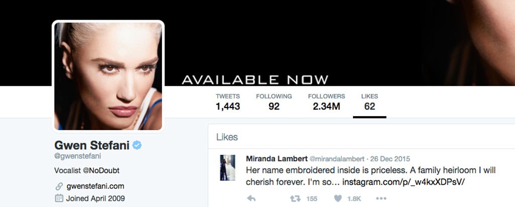 Gwen Stefani, Miranda Lambert, Tweet