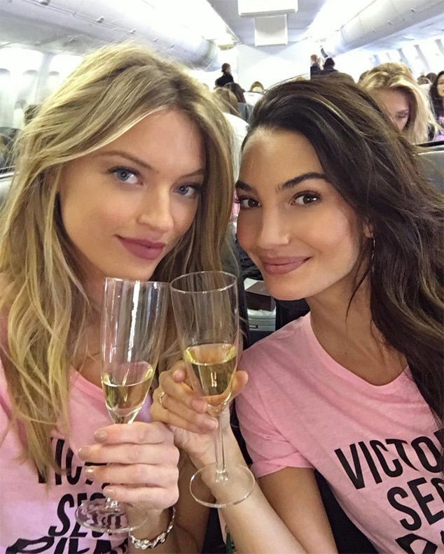 Martha Hunt & Lily Aldridge from Victoria's Secret Models Fly to Paris
