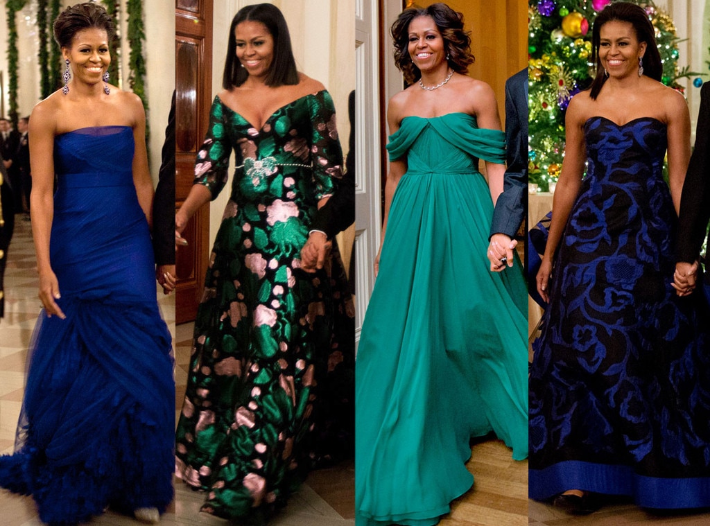 Michelle obama in outlet royal blue dress