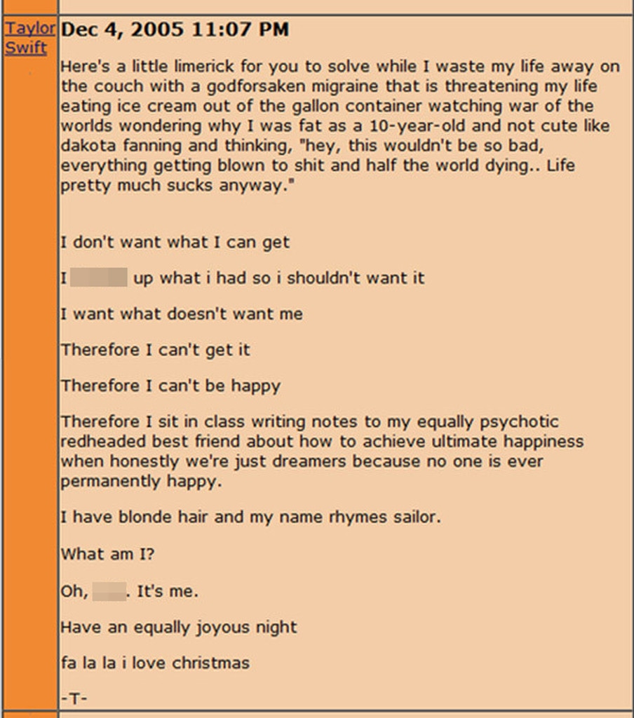 Taylor Swift, Old Social Media, MySpace