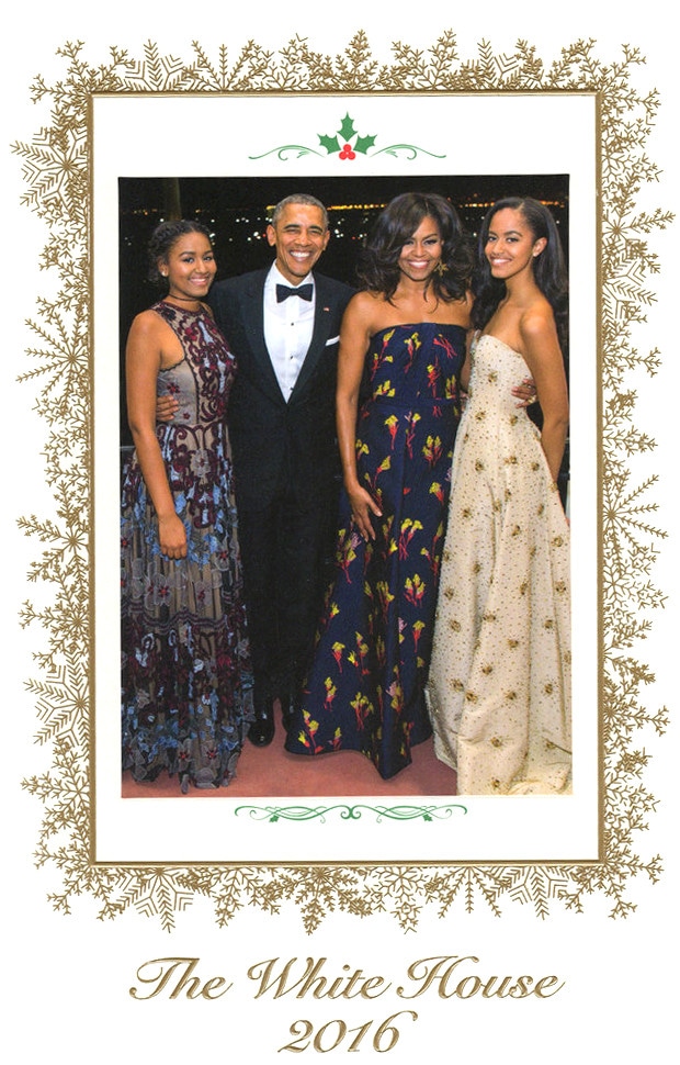 Obama Holiday Card, Barack Obama, Michelle Obama, Sasha Obama, Malia Obama