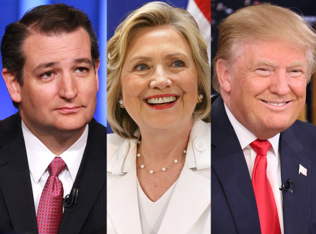 Ted Cruz, Hillary Clinton, Donald Trump