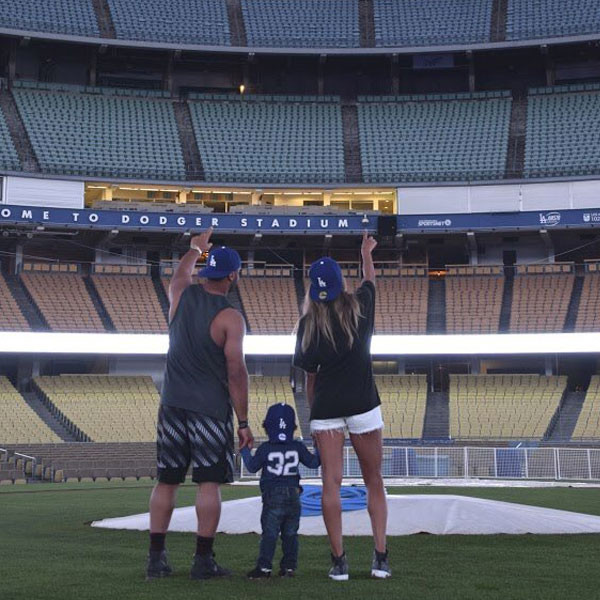 Ciara With Russell Wilson and Son at LA Dodgers Game