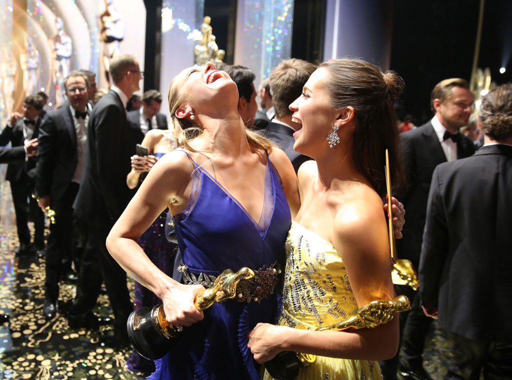 Brie Larson, Alicia Vikander, Academy Awards, Oscars, 2016, Candids