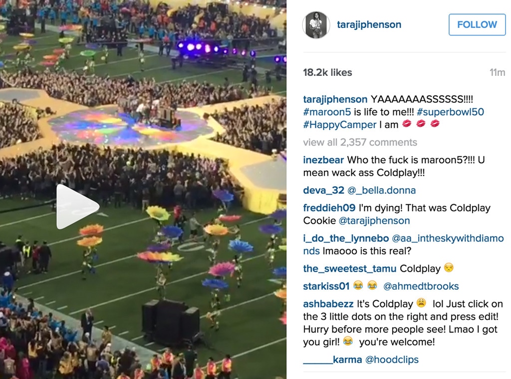 Taraji P Henson, Instagram caption, Coldplay, Super Bowl 2016