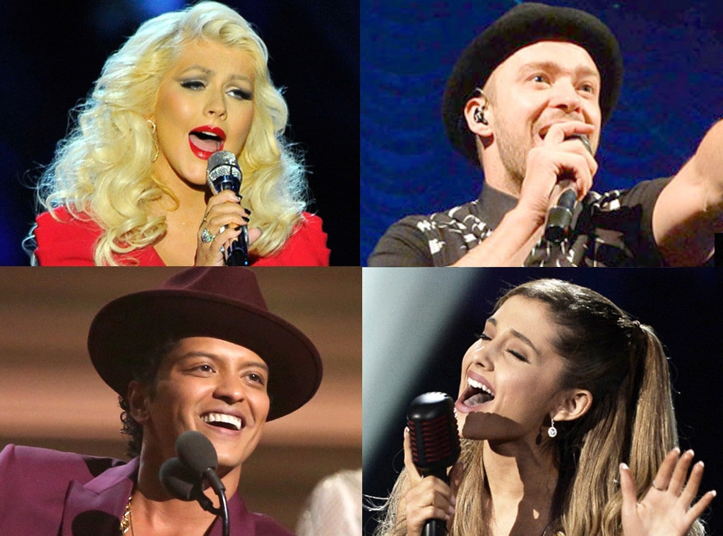 Christina Aguilera, Ariana Grande, Justin Timberlake, Bruno Mars